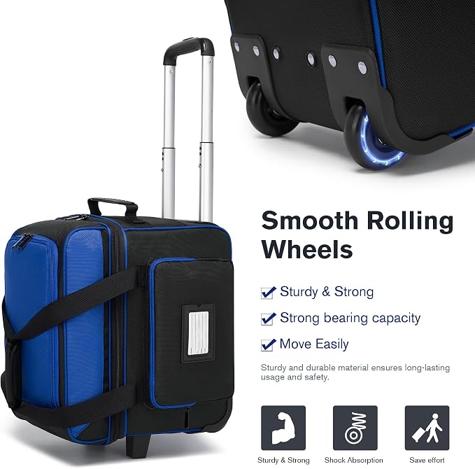 Single Roller Bowling Bag with Wheels, 1 Bowling Ball Bag with Separate Shoe Compartment and Retractable Handle Extends to 37.0 Inches, Padded Foam Ball Insert
