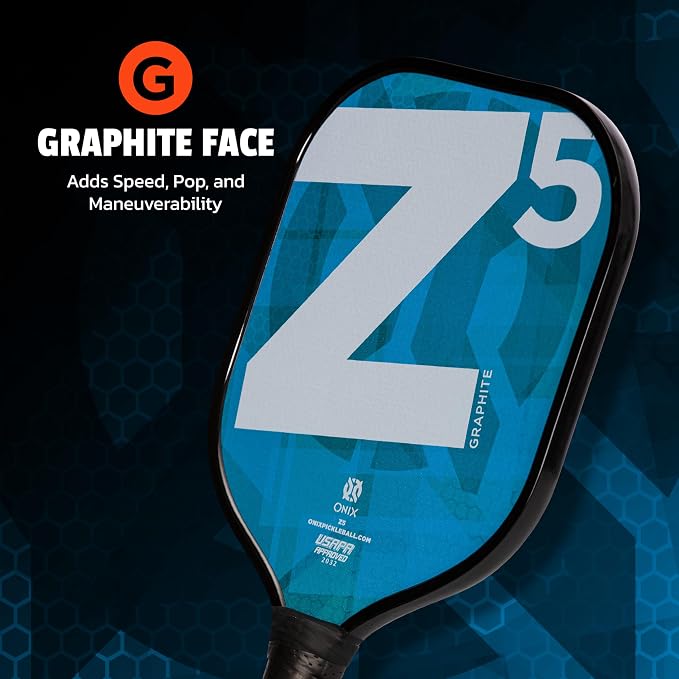Onix Graphite MOD Z5 Carbon Fiber Pickleball Paddle with Wide-Body Shape. Honeycomb Core, Graphite Face & Cushion Comfort Pickleball Paddle Grip