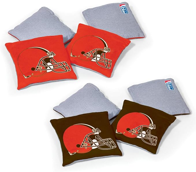 NFL Pro Football Dual Sided Bean Bags by Wild Sports, 8 Count, Premium Toss Bags for Cornhole Set - Great for Tailgates, Outdoors, Backyard