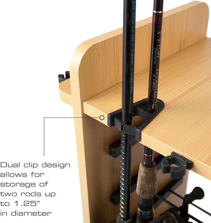 Rush Creek Creations Fishing Rod Holder for 14 Saltwater/Freshwater Rods, Fishing Pole Holder w/ up to 4 Fishing Gear Tackle Box Storage for Garage Organization/Boat Storage for Fishing Accessories | Fishing Pole Holder