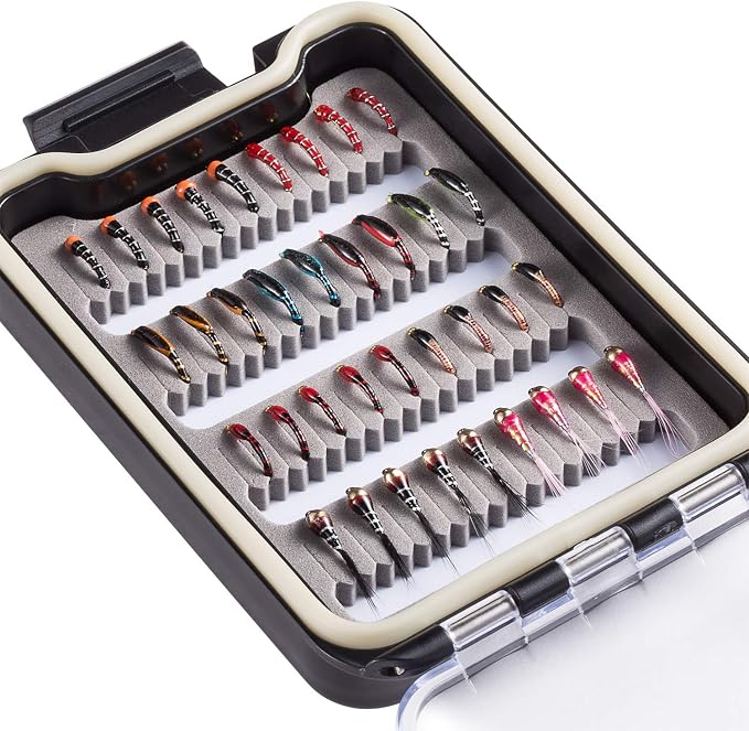 BASSDASH Fly Fishing Flies Kit Fly Assortment Trout Bass Fishing with Fly Box with Dry/Wet Flies, Nymphs, Streamers, Popper
