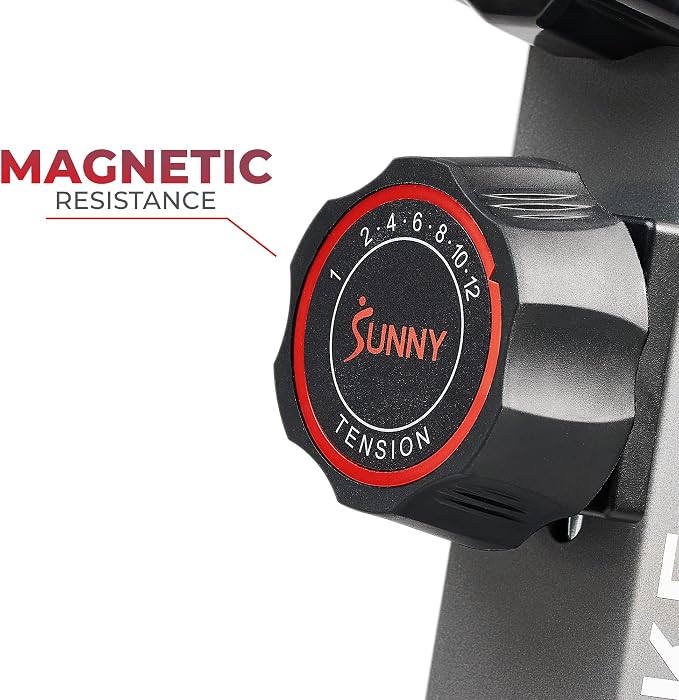 Sunny Health & Fitness Smart Stationary Exercise Upright Bike w/Pulse Sensor & 4-Way Adjustable Seat, Cycling Machine for Home Cardio Training, Free SunnyFit App Connection, Optional Resistance Band