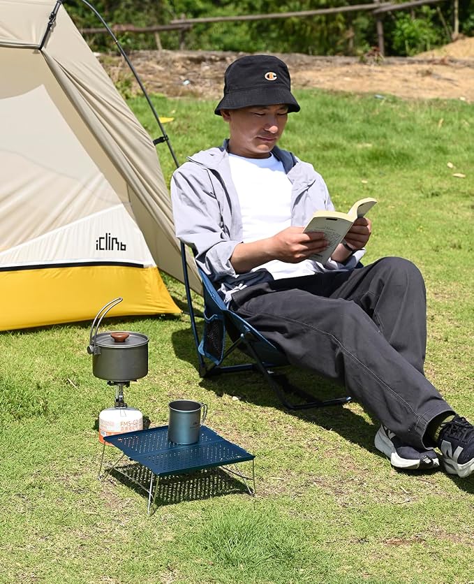 iClimb Mini Solo Folding Table Ultralight Compact for Backpacking Camping Hiking Beach Picnic (Gunmetal, Mini)