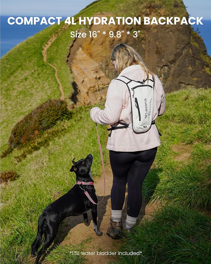 EVERFUN Hydration Backpack Running Vest Small Hiking Water Backpack with 1.5L Water Bladder, Updated Lightweight Reflective Hydro Pack 2.0 for Trail Running, Biking, Race, Marathons