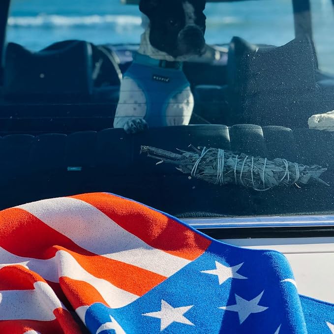 Nomadix Original Towel - Perfect for Beach, Pool, Travel, Camping, Yoga - Made with Recycled Materials - Super Absorbent - Sand Resistant - American Flag - 72.5x30