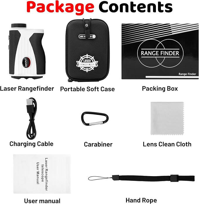Golf Rangefinder with Slope - 1200 Yards Range Finder for Golfing/Hunting, 7X Magnification, Flag Pole Locking Vibration, Rechargeable Range Finders with Magnet Stripe, Best Golf Accessories Gift