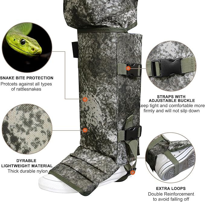 Snake Gaiters and Chaps for Men and Women - Waterproof Guards, Adjustable Protection for Legs