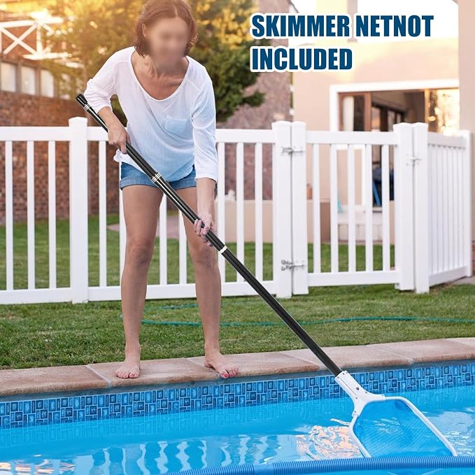 Carbon fiber pool pole, 4-section telescopic 15 foot, lightweight and easy to grip adjustable cleaning pole, used for pool cleaning, connected to fishing net, rake, brush, vacuum head cleaning (15FT)