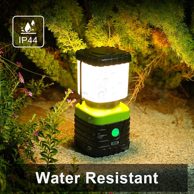 Jarxin 1PCS 3200K Warm Light LED Camping Lantern Rechargeable 1000LM, 4500mAh Power Bank, Flashlight for Hurricane Emergency, Hiking, IP44 Waterproof Lantern(Black)