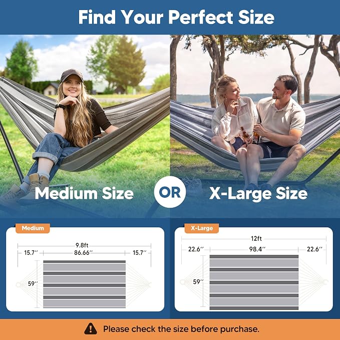 SUNCREAT Hammocks for Outside, Portable Heavy Duty Tree Hammock, Dark Gray & Light Gray