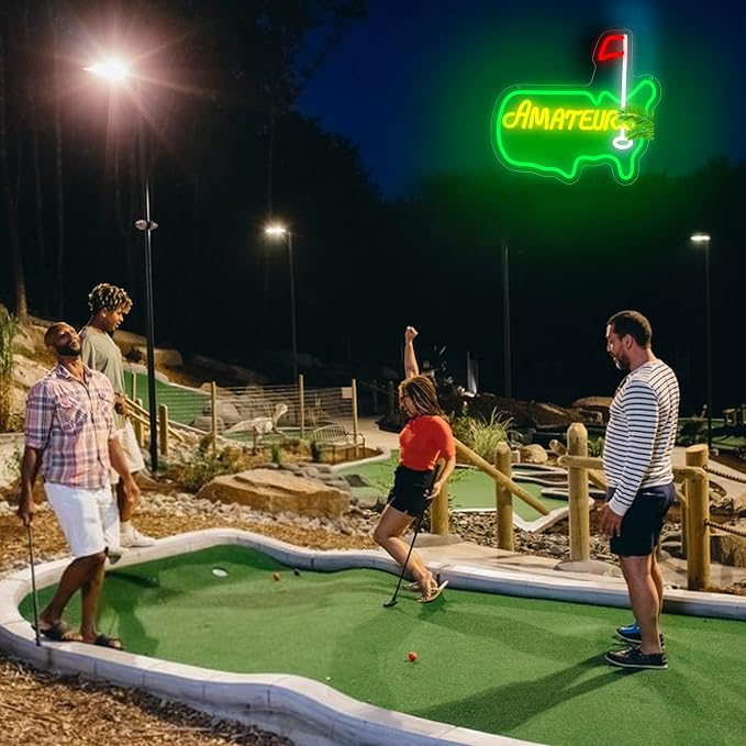 Golf Neon Sign for Wall Decor Golf LED Neon Sport Light for Man Cave | Dimmable Neon,Golfer Birthday Gifts,Led 5V USB Powered,Party,Office,Bedroom,Sport Bar Decor,Course Gym Wall Art,15.6*11.8in