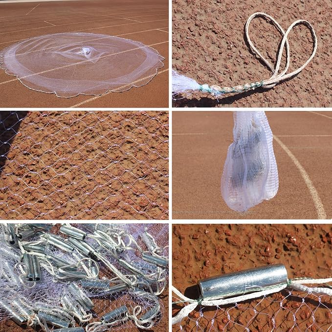 Lawaia Fishing Cast Net Casting Traditional Throw Nets Easy to Use Monofilament Material Durable and Efficient Ideal for Freshwater Saltwater Fish Shrimp Minnow Bait