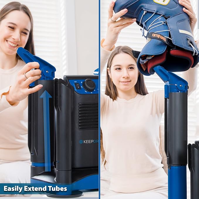 KeepDry Forced Heat Boot Dryer - Heavy Duty Shoe Dryer with Heat Switch & Timer - Quickly Dry Garments - Collapsible Drying Tubes