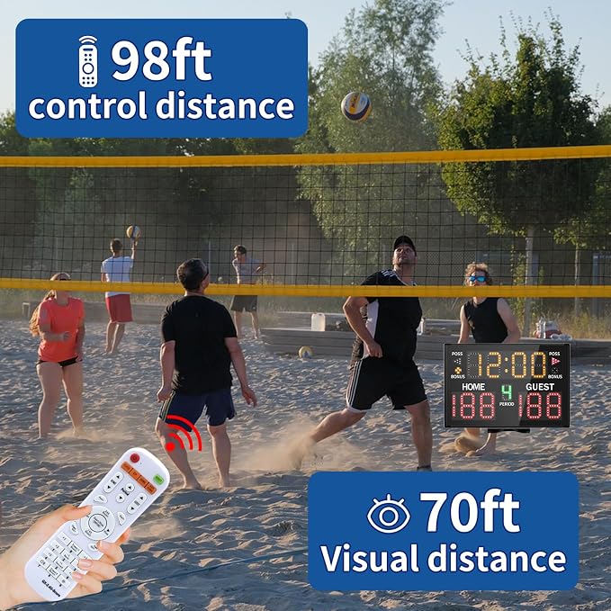 LUCKY TIME Electronic Basketball Scoreboard with Buzzer, Digital Scoreboard with Remote,Portable Score Keeper Battery Powered Score Board for Sports Games
