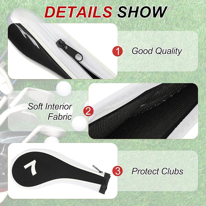 PATIKIL Golf Club Head Cover, Number Golf Club Irons Covers Neoprene Driver Headcover Golf Lovers Gifts