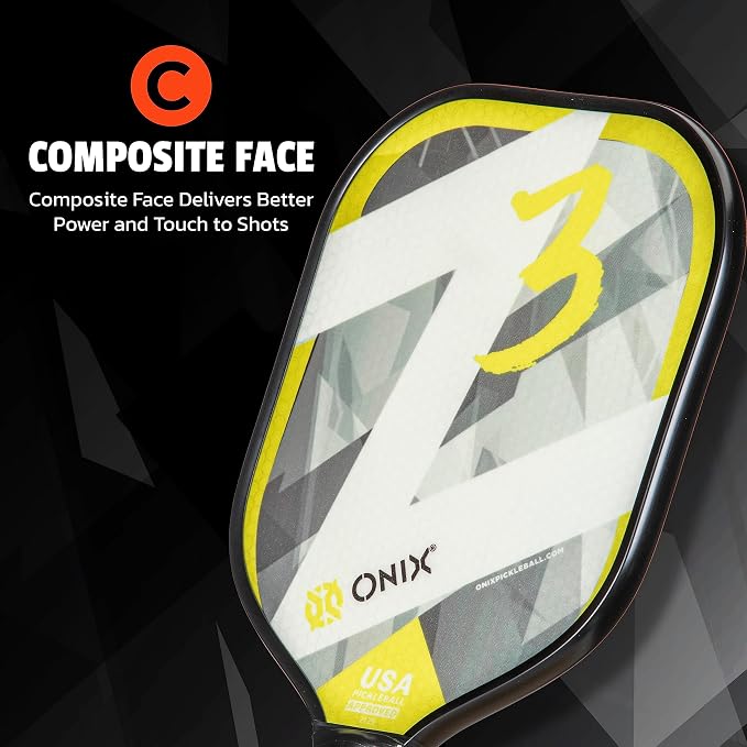 Onix Graphite Z5 Carbon Fiber Pickleball Paddle with Wide-Body Shape, Honeycomb Core & Graphite Face