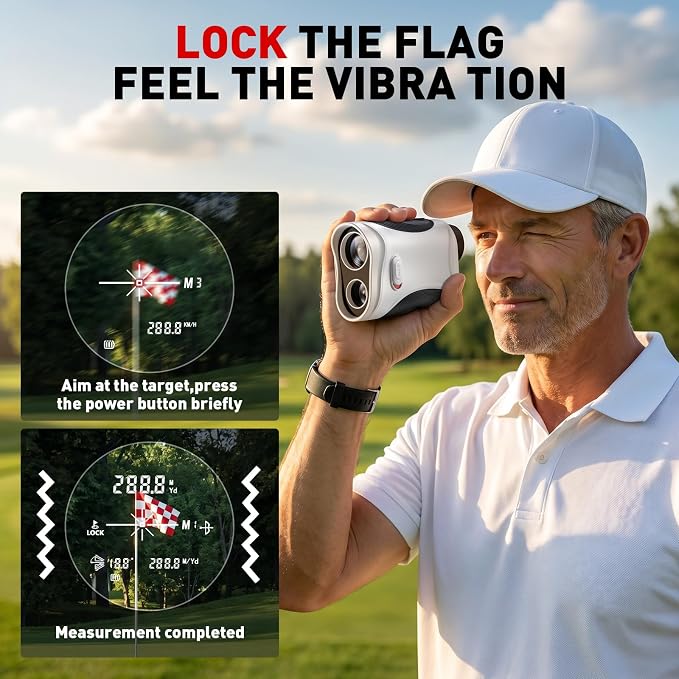 1200 Yards Golf Range Finder with Slope On/Off | 7X Magnification, Rangefinder Gear with Vibration Alert, 25mm HD Objective Lens Golf Stuff, Rechargeable Gift Accessories
