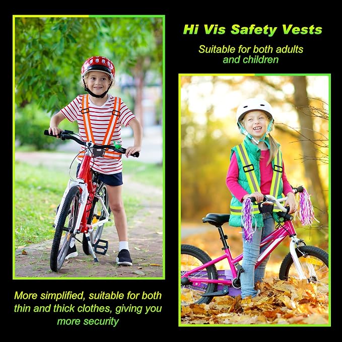 Hercicy 30 Pcs Reflective Vest High Visibility Safety Vests, Adjustable Running Gear Straps Lightweight Reflector for Construction (Orange,Green)