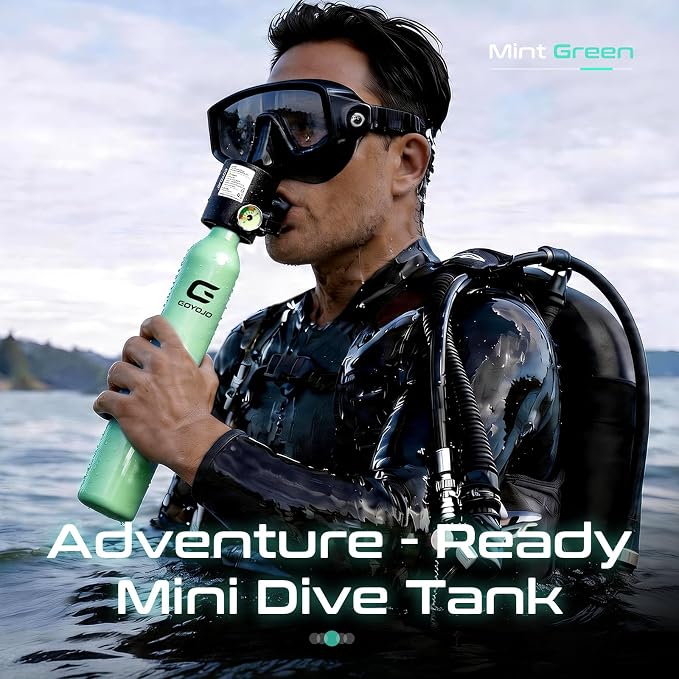 GOYOJO Mini Scuba Tank with DOT Certified, Portable Scuba Diving Kit with Optional Snorkel Mask Combo, Refillable Emergency Backup Pony Bottle for Snorkeling, Underwater Breathing, Training