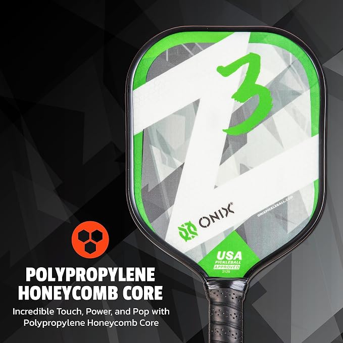 Onix Graphite Z5 Carbon Fiber Pickleball Paddle with Wide-Body Shape, Honeycomb Core & Graphite Face