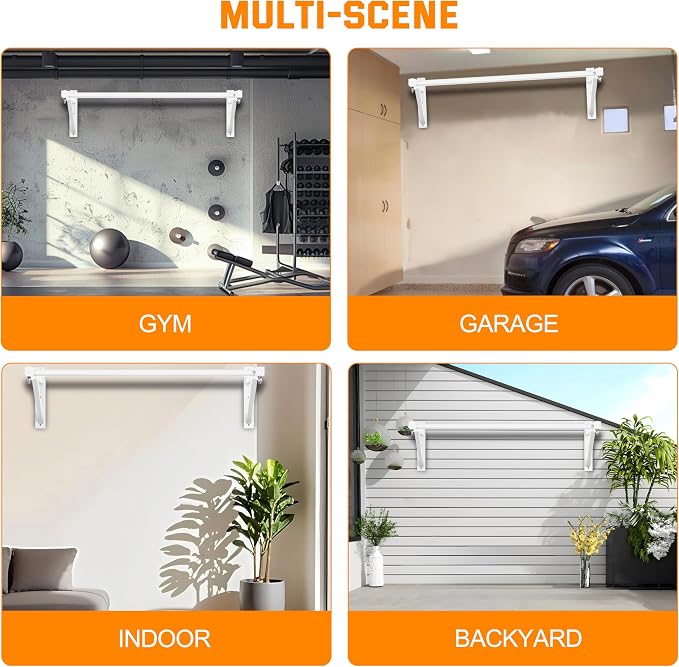 Pull Up Bar Wall Mounted, Heavy Duty 650 lbs Capacity Chin Up Bar, 48" Multi-Grip Strength Training Pull-up Bars, for Home Gym Garage/Backyard Total Body Workout, Ease Of Use Mounting