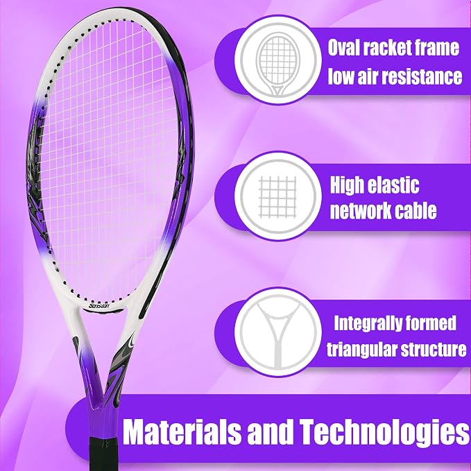 Senston 27 inch Tennis Racket for Adults 1 Pack Tennis Racket Set Tennis Overgrip, Vibration Damper