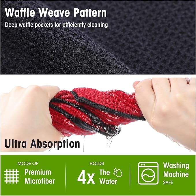 Batiyeer Magnetic Golf Towel Bulk 16" x 16" Microfiber Fabric Towels with Clip Waffle Absorbent Strength Magnet Golf Accessories Ball Cleaner for Carts Men