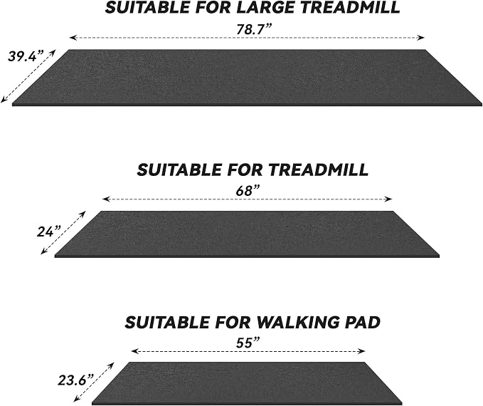 Treadmill Mat for Carpet &Hardwood Floors, 79" × 39.4" 0.2" Thick High Density, Non-Slip Fitness Equipment Mat, Mat for Under Treadmills, Elliptical, Exercise Bikes, Stationary Cycles