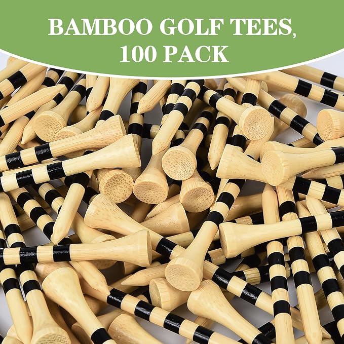 Seticek Natrual Wooden 100 Pack 3-1/4" Golf Tees and 32pc Rubber tees & Plastic Tees