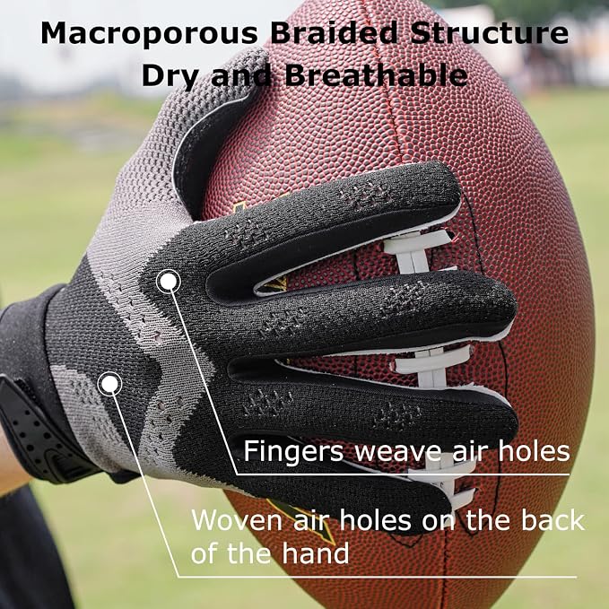 VXW Gripboost Football Gloves for Youth Adult, Super Sticky Grip Palm Pad for Receiver, Lineman, Rider