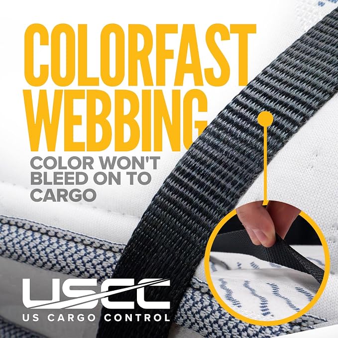 US Cargo Control Stainless Steel Ratchet Straps with Carabiner Hooks 1" X 10' (800-Pack), 500 LBS Break Strength, Marine Tie Down Straps for Boats, ATVs, Trees, Camping, Snow, Saltwater Applications
