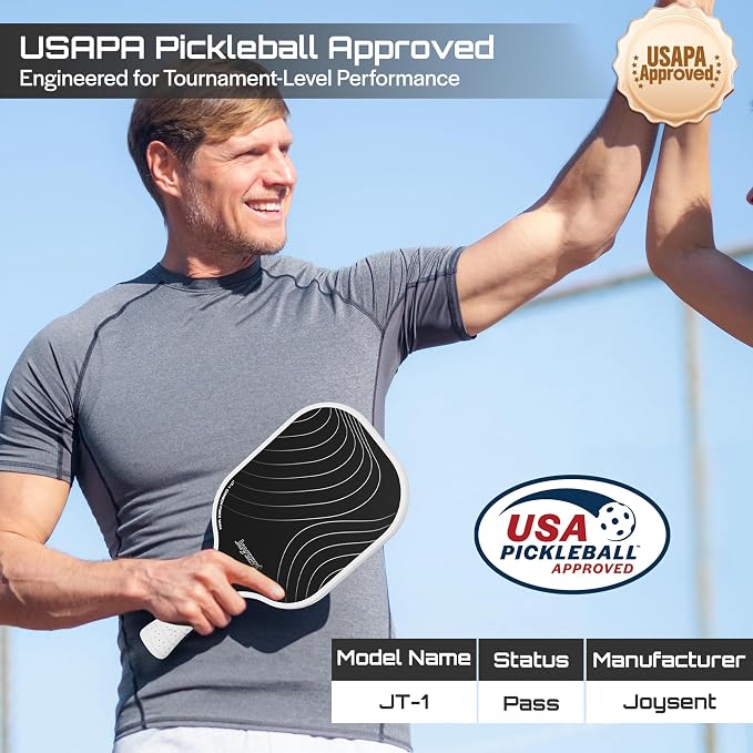 Pickleball Paddles Set, USAPA Approved Carbon Fiber Pickleball Set of 2 with Beginner Pickleball Rackets, Indoor Outdoor Pickle Balls for Adults Men Women, JT-1