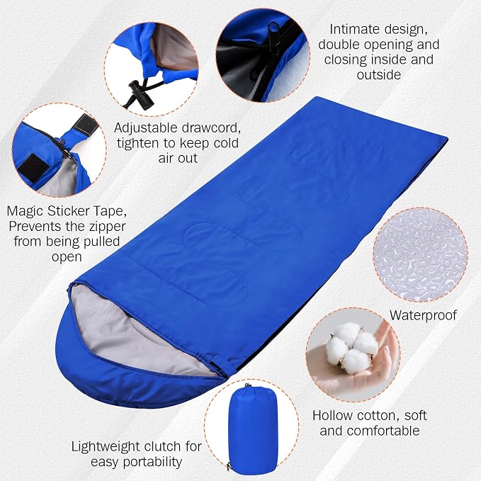 Macarrie 10 Pcs Bulk Sleeping Bags for Adults 0 Degree Waterproof Emergency Sleeping Bags with Compression Sack for Camping Hiking Backpacking Outdoor Activities