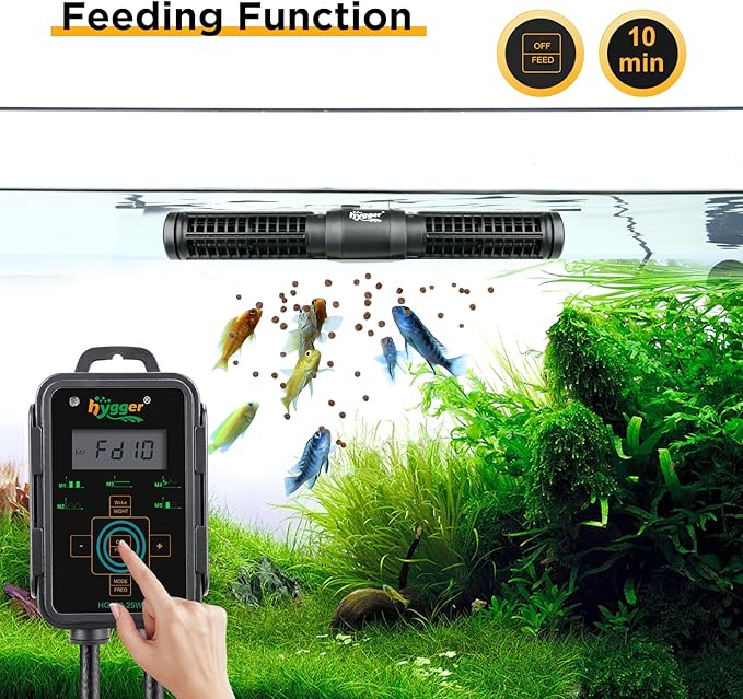 Hygger Aquarium Wave Maker - Adjustable Cross Flow Pump with LED Display Controller, Magnetic DC 24V Powerhead for Freshwater & Marine Reef Aquariums Up to 265 Gallon (25W)