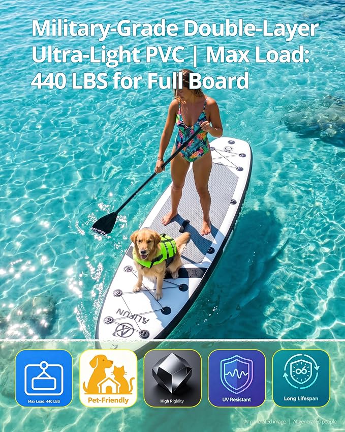 Inflatable Stand Up Paddle Board with Seat, 10'6"/10'5" SUP 440LBS, Recreational Paddleboard for Adults Beginners, Blow Up Paddle Board with Fishing Design, Camera Mount, Cooler Bag & Full Accessories