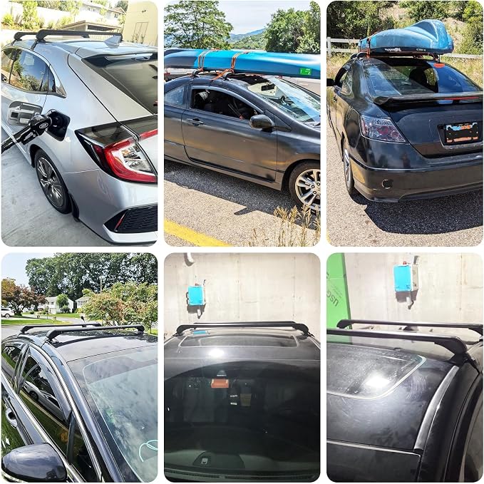 Adjustable Car Roof Rack Cross Bars with Anti-Theft Lock, Heavy-Duty Aluminum Roof Rail for Bike, Kayak, Cargo, Luggage – Fits Vehicles with Rain Gutter Spacing 42.91in-44.88in (2PCS)