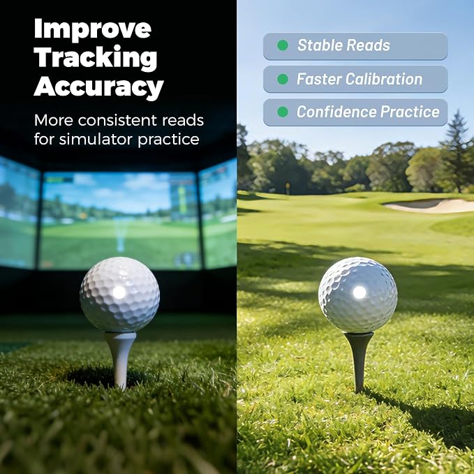 Golf Simulator Accuracy Dots, Reflective Ball Stickers for All Major Launch Monitors & Golf Simulators, Indoor/Outdoor Ball Tracking Aid, 200 Pack, Fathers Day Golf Gifts for Men & Dad