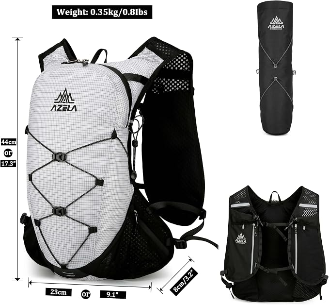 Lightweight Hydration Vest Backpack for Running, Cycling, Hiking, Bladder Pack with Bottle Holder for Outdoor Sports (WHITE, Trekking BAG)