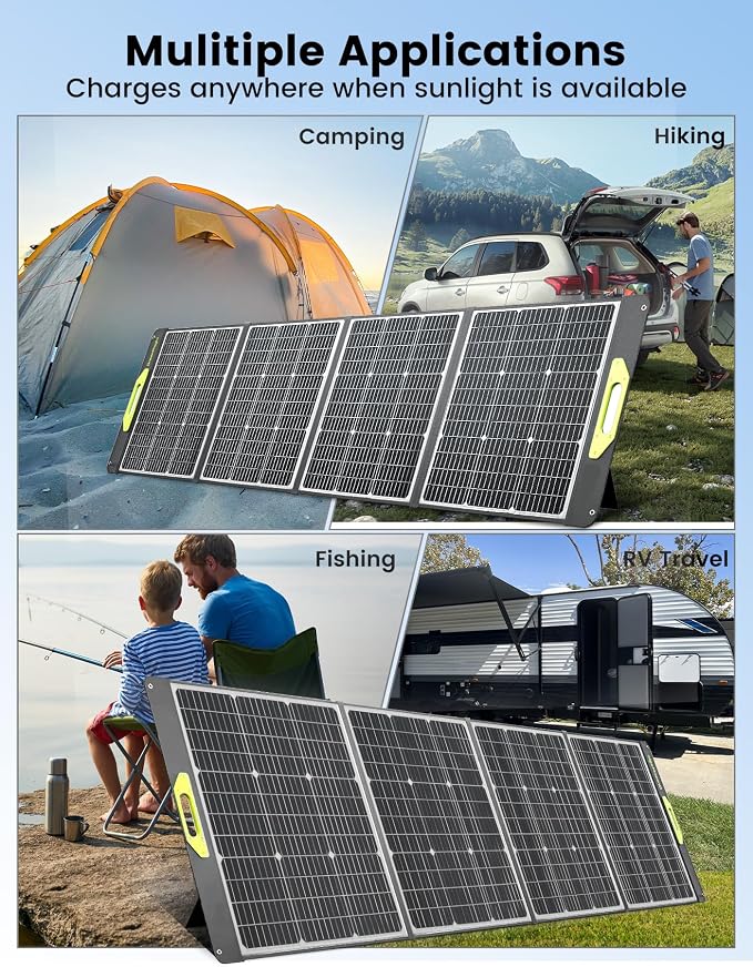 Greenmagic Portable 400 Watt Solar Panel, 39V 400W Foldable Panel Solar Charger Lightweight Durable Compatible with Most 40v Portable Solar Generator Power Station on The Market for RV Camping Home