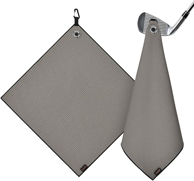 Tecoom Magnetic Golf Towel, Premium Ultra Absorbent Waffle Microfiber, Double-Stitched Edging, Strong Magnet for Golf Carts, Bags and Clubs, 18"x18" Portable Golf Accessories, Gift for Men Women