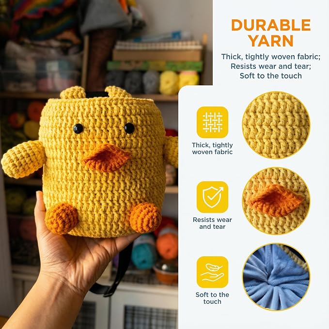 Handmade Crochet Rock Climbing Chalk Bag, Fun Plush Animal Chalk Pouch with Drawstring, Adjustable Waist Belt for Indoor Outdoor Bouldering Sport Climbing