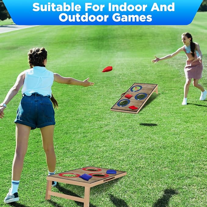 Electronic Cornhole Board Set (4x2ft) - Automatic Scoring Corn Hole Game for Adults & Kids - Infrared Sensing Wood Set with 8 Bags & Carry Case for Backyard, Party & Tailgates