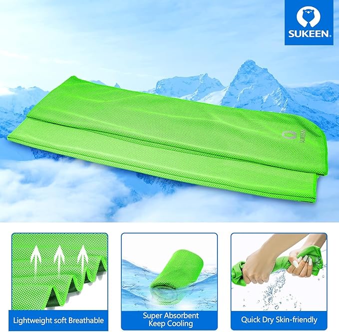 Sukeen Cooling Towels 12 Pack (40"x12") for Sweat, Breathable Chilly Gym Towels, Microfiber Cooling Towels for Neck and Face, Ice Towel for Yoga, Sports, Golf, Gym, Camping, Running, Fitness, Workout