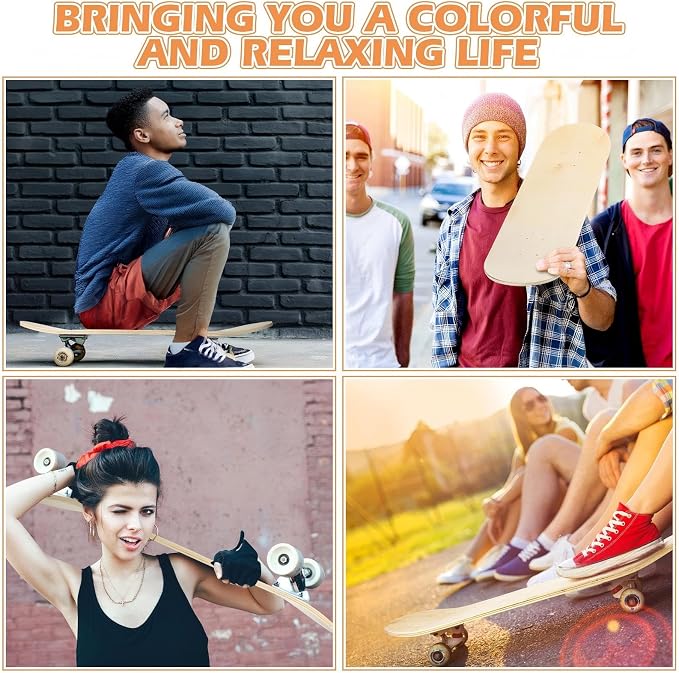 Honoson 6 Pcs Blank Skateboard Decks Bulk 32 x 8 Inch 7 Ply Maple Wooden Plain Skate Decks Natural Wood Double Tail Skateboard for Art Painting Wall Home Decoration