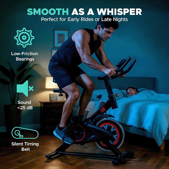 Stationary Exercise Bike for Home, Indoor Cycling Bike with Silent Belt Drive, Adjustable Seat & Resistance, LCD Display, iPad Holder, 264 LBS Weight Capacity