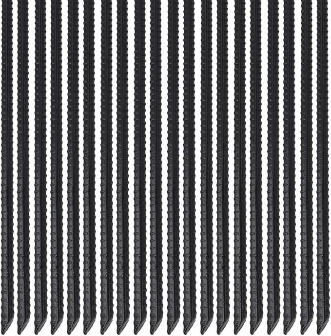 36 Pack Rebar Ground Stakes, 16 Inch Steel Rebar Stake for Trampoline, Fence, Camping Tent, Black