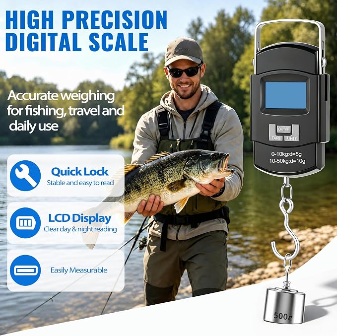 PLUSINNO 9PCS Fishing Gear, Fishing Tools with Tools Bag, Fishing Accessories, Corrosion Resistant Fishing Pliers Kit, Fishing Knife, Fish Lip Gripper, Fishing Scale, Towel, Fishing Gifts for Men