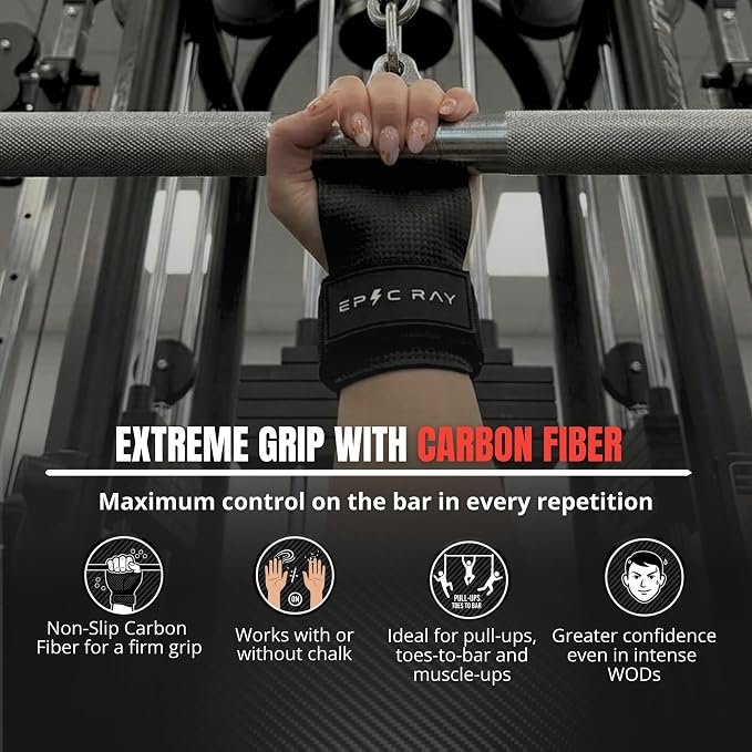 Carbon Microfiber Gymnastics Grips for Cross Training & Calisthenics – Hand Grips Kit with Wrist Wraps & Thumb Tape for Men and Women