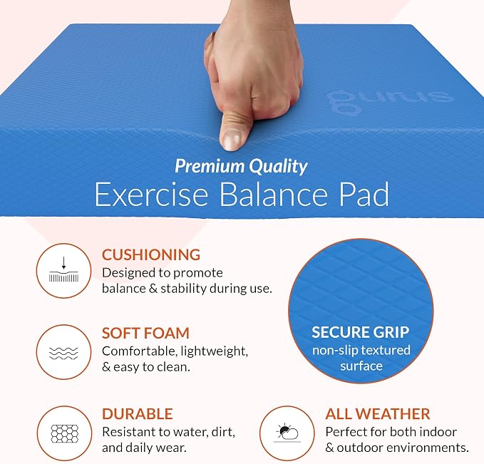 Gurus Balance Pad – High-Density Foam Balance Pad Physical Therapy for Stability & Strength, Exercise Foam Pad for Balancing, Non-Slip Lightweight Trainer for Home Gym & Rehab (Pink)