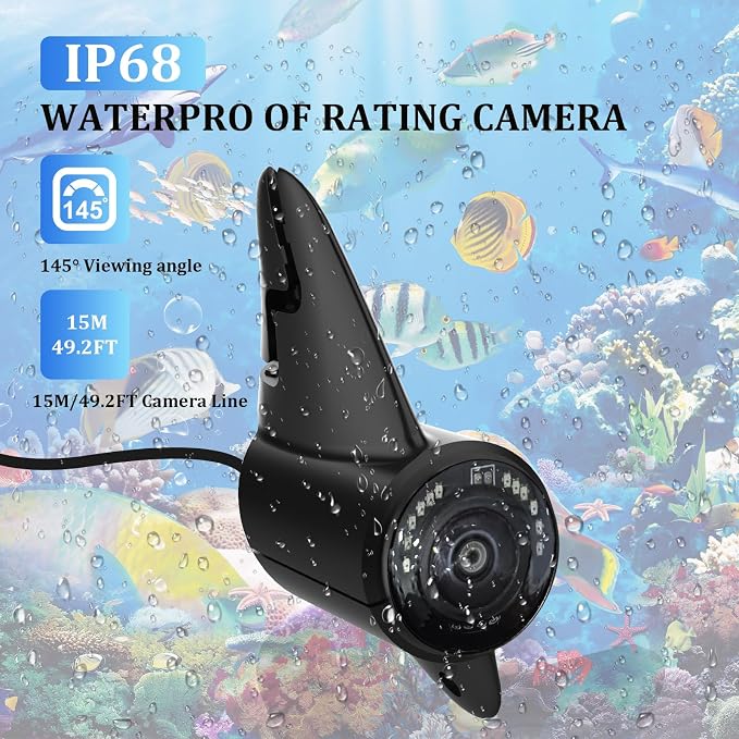 Underwater Fishing Camera, 4.3 Inch LCD, Infrared Night Vision, Wide Angle IP68 Waterproof Portable Fish Camera for Ice, Lake, Boat & Kayak Fishing (Orange)